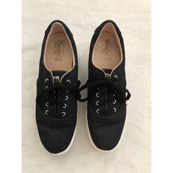Keds Womens Sneakers 8 Black Canvas Lace Up Shoes Dream Foam Minimal Walking - Picture 2 of 11